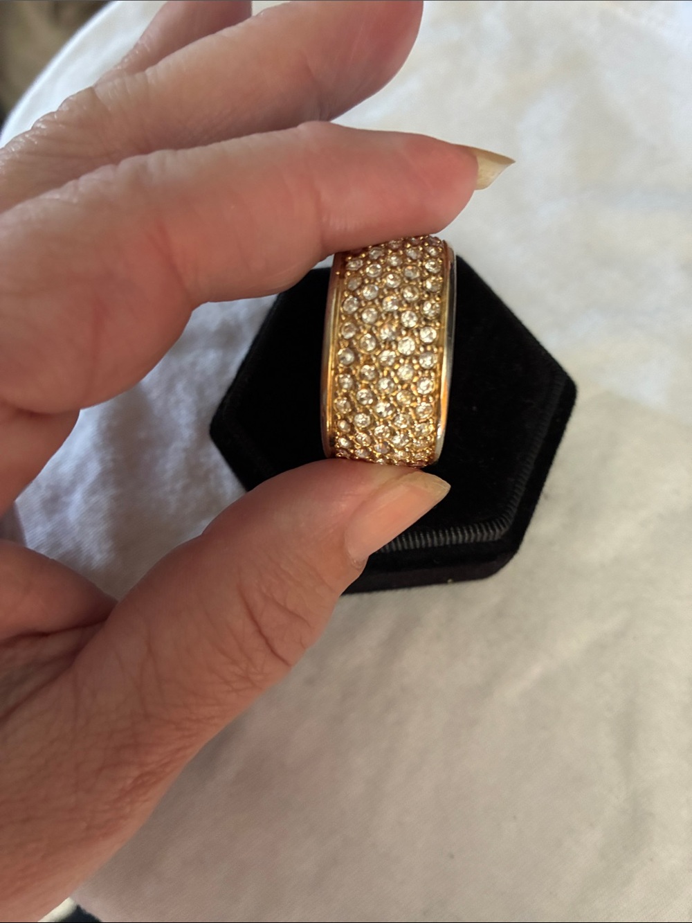 ✨ Stunning Vintage Chunky Two-Tone Pave Statement Ring ✨